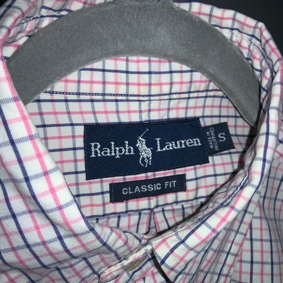 Ralph Lauren Classic Fit pink blue check cotton button front shirt Sz S - Picture 4 of 8